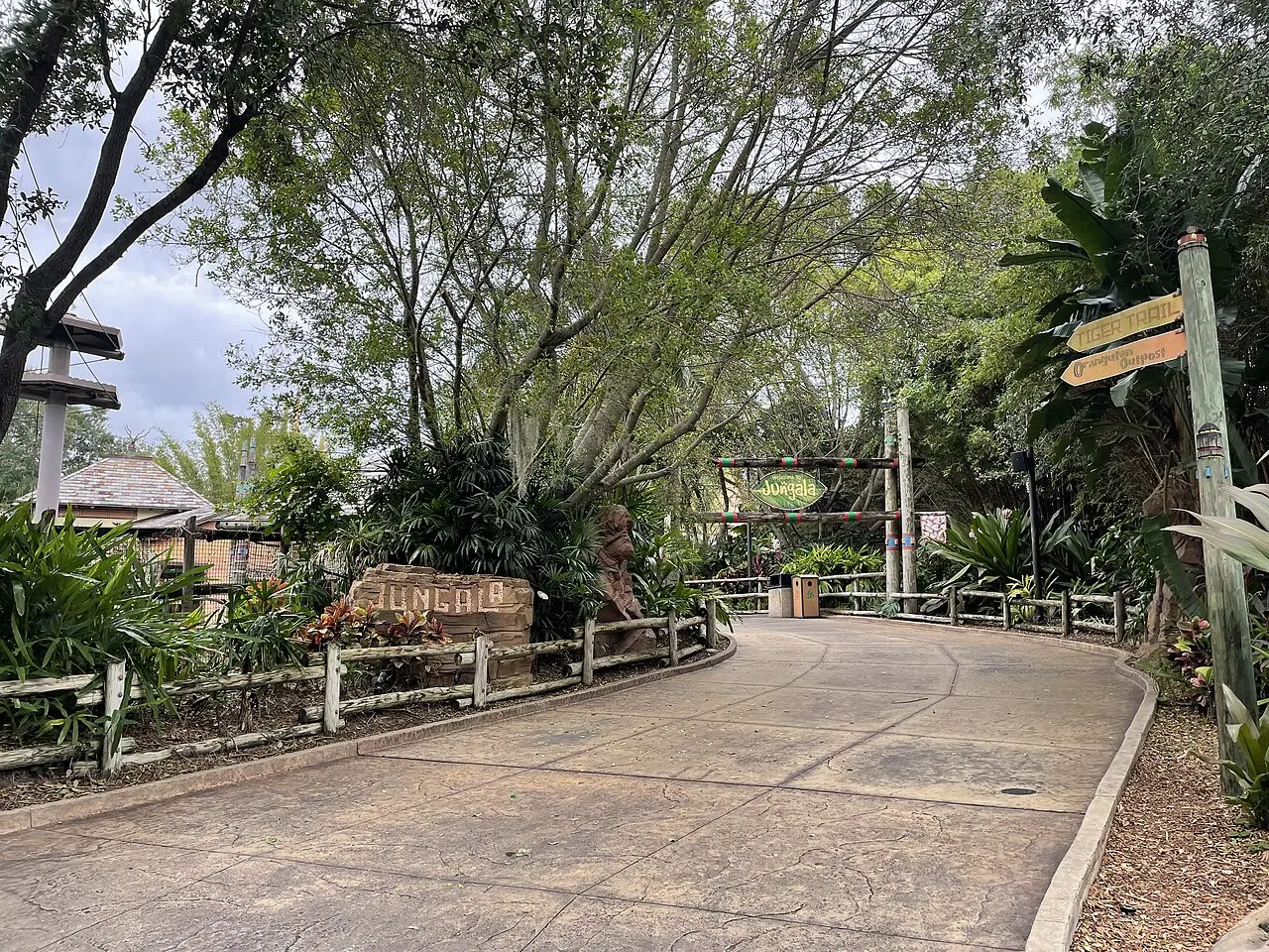 The entrance pathway to the Jungala section at Busch Gardens Tampa Bay.