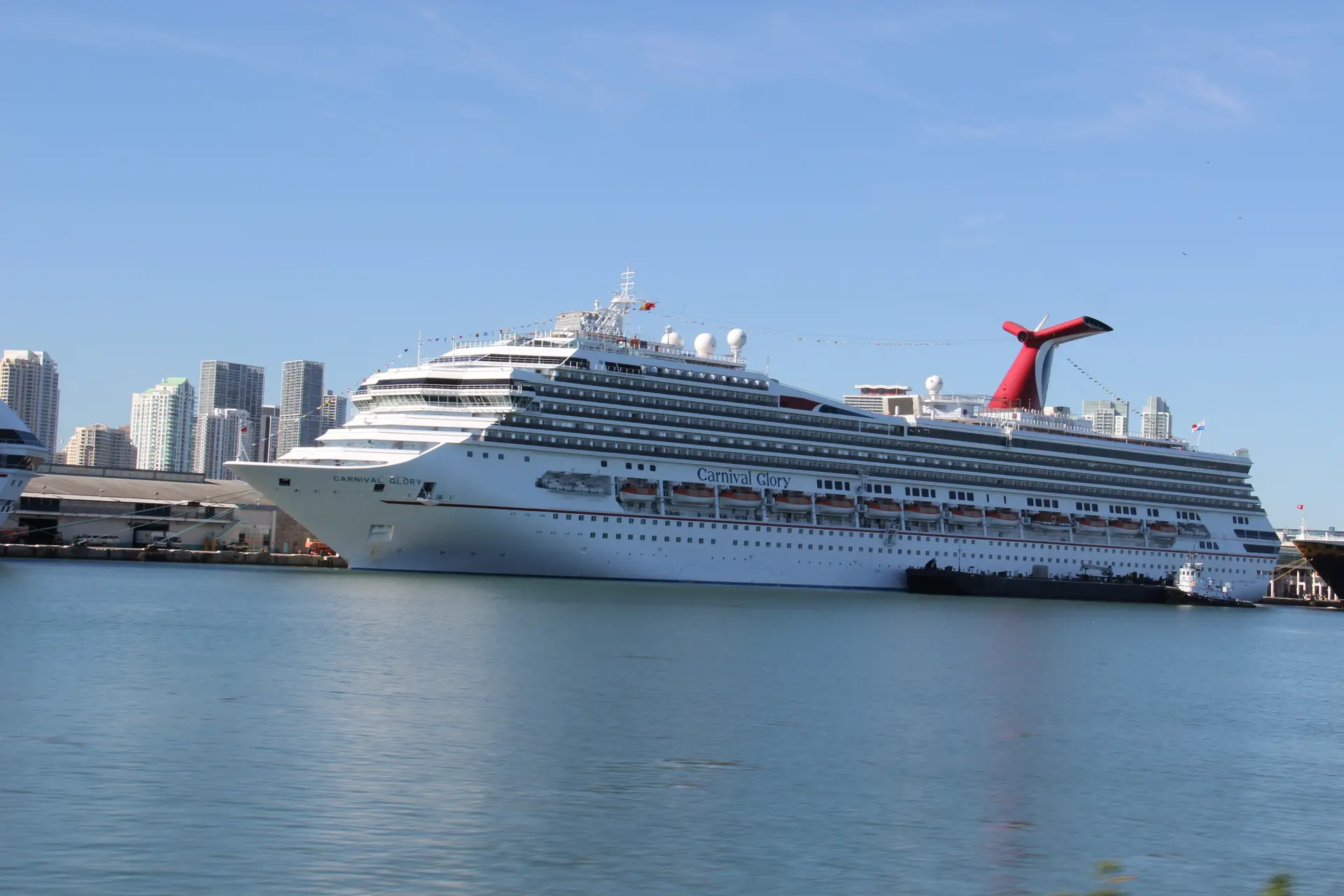 Carnival Glory cruise ship docked at PortMiami