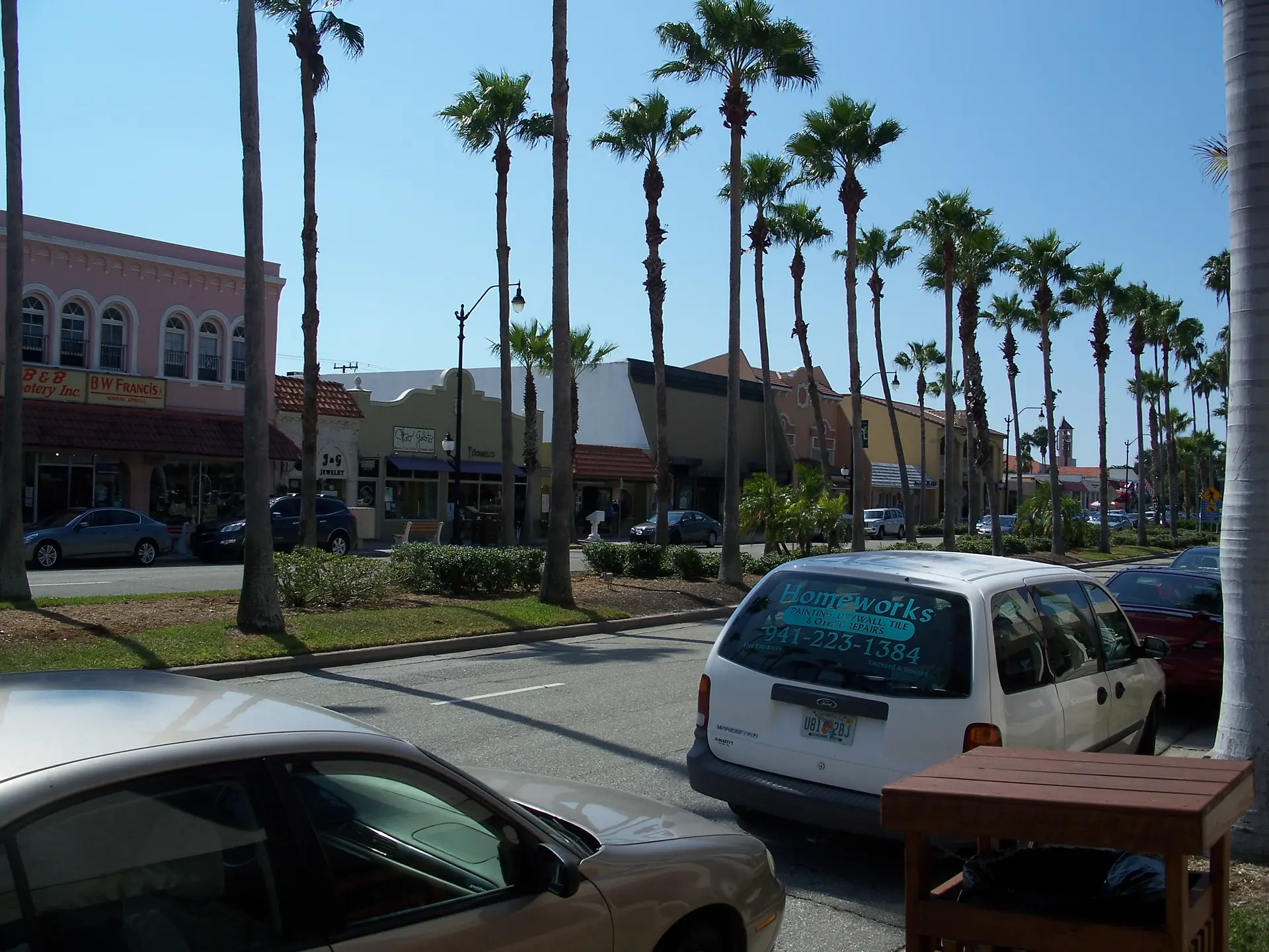 Palm-lined downtown Venice, Florida